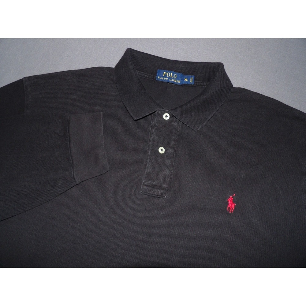 Polo Ralph Lauren Long Sleeved Black Knit Cotton Golf Shirt Men's XL